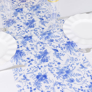 Add Elegance and Style to Any Event with the White Blue Chinoiserie Table Runner