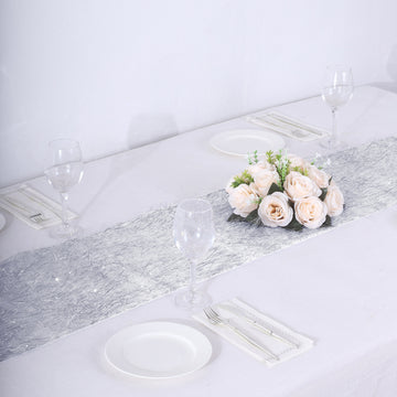 Create a Stunning Table Setting with the Silver Metallic Fringe Shag Tinsel Table Runner