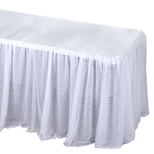 White Satin Skirted Tablecloth 8 Feet Rectangular 3 Layers With Tulle Tutu Pleated