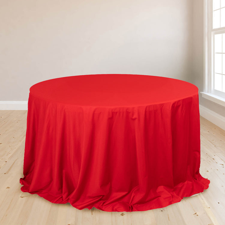 Red Premium Scuba Round Tablecloth, Wrinkle Free Polyester Seamless Tablecloth