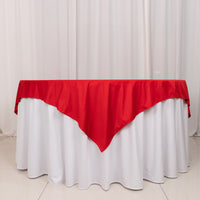 Red Premium Scuba Square Table Overlay, Wrinkle Free Polyester Seamless Table Topper 70"
