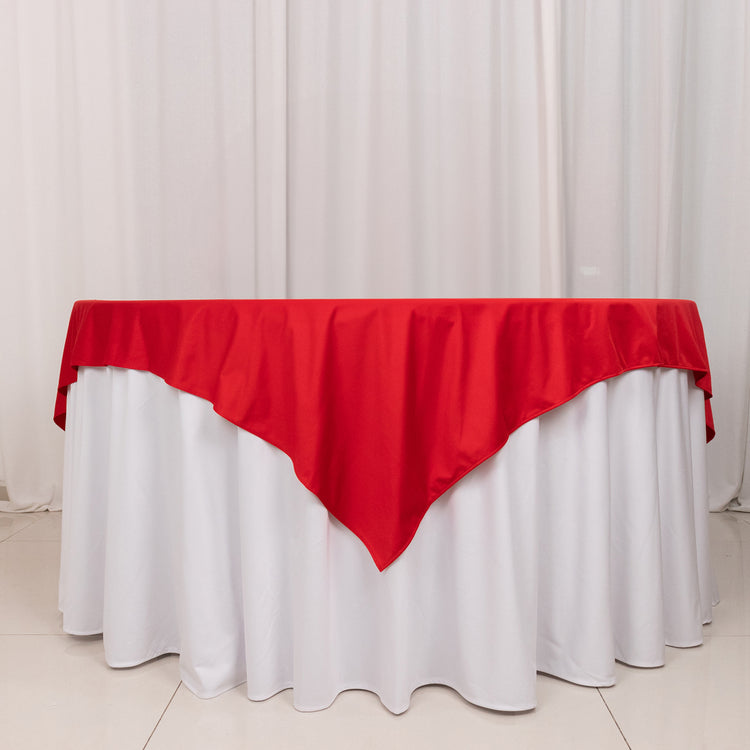 Red Premium Scuba Square Table Overlay, Wrinkle Free Polyester Seamless Table Topper 70inch
