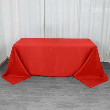 Elevate Your Event with the Red Seamless Premium Polyester Rectangular Tablecloth