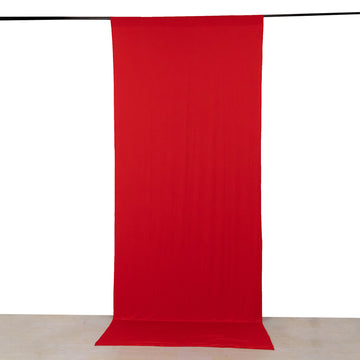 Red 4-Way Stretch Spandex Divider Backdrop Curtain, Wrinkle Resistant Event Drapery Panel with Rod Pockets - 5ftx12ft