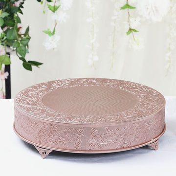 Elevate Your Dessert Display with the Rose Gold Embossed Cake Stand