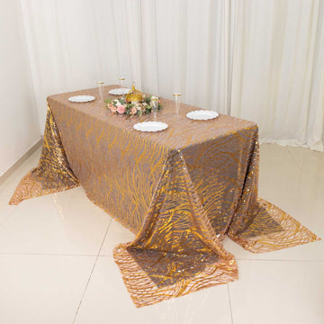 Create a Luxurious and Memorable Event with the Rose Gold Wave Mesh Tablecloth