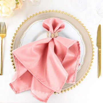5 Pack Rose Quartz Seamless Cloth Dinner Napkins, Reusable Linen 20"x20"