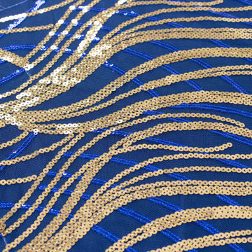 Enhance Your Event with the Royal Blue Gold Wave Mesh Rectangular Tablecloth