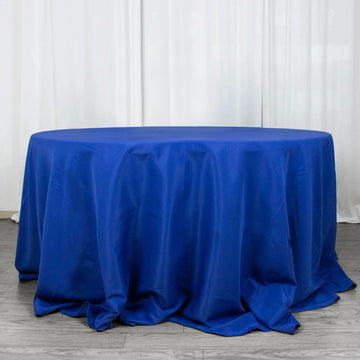 Royal Blue Seamless Premium Polyester Round Tablecloth 220GSM 132"