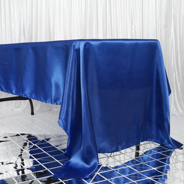 Add Elegance to Your Event with the Royal Blue Seamless Satin Rectangular Tablecloth