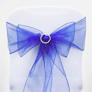 Elevate Your Event Decor with Sheer Royal Blue Chair Sashes