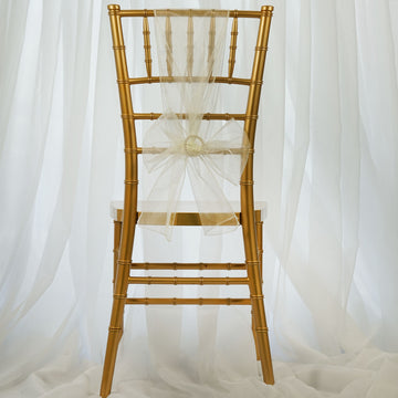 Elegant Ivory Sheer Organza Chair Sashes