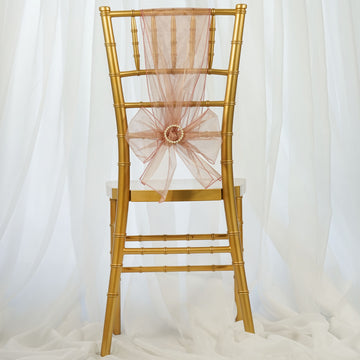 Create a Mesmerizing Ambiance with Sheer Dusty Rose Chair Sashes