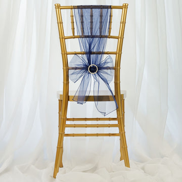 Add Elegance to Your Event with Navy Blue Organza Chair Sashes