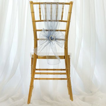 Enhance Your Event Decor with Serenity Blue Sheer Organza Chair Sashes