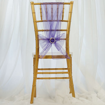 Add a Touch of Elegance with Purple Sheer Organza Chair Sashes