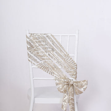 Transform Your Chairs with Champagne Geometric Diamond Chair Sashes