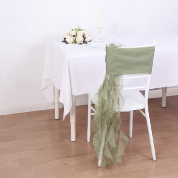 Experience the Sublime Beauty of the Dusty Sage Green Chiffon Chair Sash