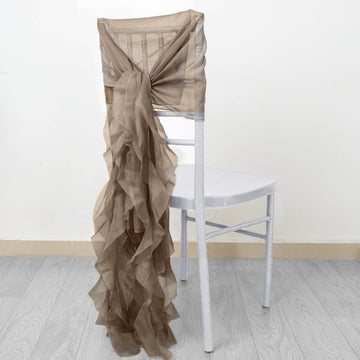 Elevate Your Event Decor with Taupe Chiffon Curly Chair Sashes