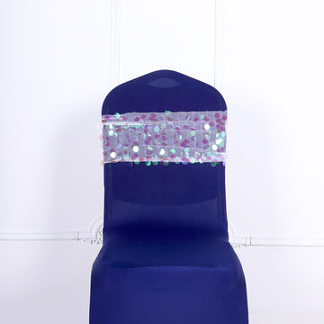Iridescent Big Payette Sequin Chair Sash Bands - Add Glamour to Your Event