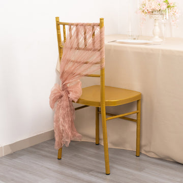 Captivating Dusty Rose Sheer Crinkled Organza Chair Sashes