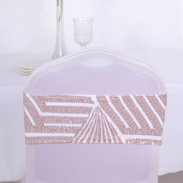 Add a Touch of Elegance with Rose Gold Diamond Glitz Sequin Chair Sashes