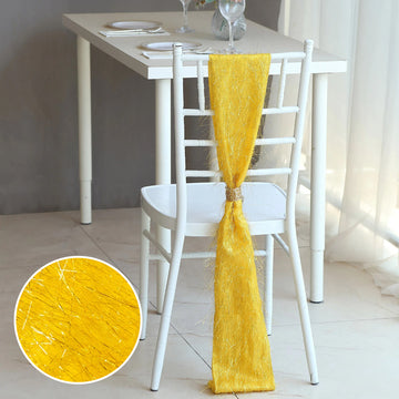 Add a Touch of Opulence with Gold Metallic Fringe Shag Tinsel Chair Sashes