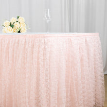 14 Feet Blush Rose Gold Premium Pleated Lace Table Skirt
