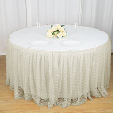 14 Feet Premium Polyester Pleated Lace Table Skirt In Ivory Color