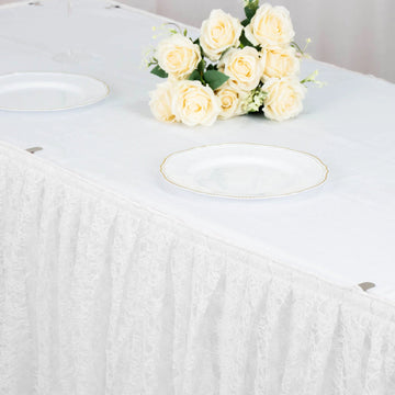 Create a Dreamy Atmosphere with the White Premium Pleated Lace Table Skirt