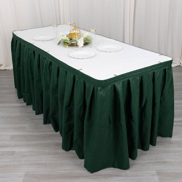 Transform Your Banquet Tables with the Hunter Emerald Green Pleated Polyester Table Skirt