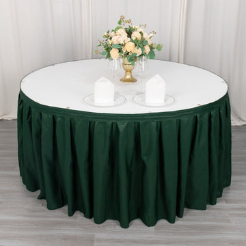 Add Elegance to Your Event with the Hunter Emerald Green Pleated Polyester Table Skirt