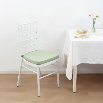 Sage Green Chiavari Chair Pad, Memory Foam Seat Cushion With Ties and Removable Cover 2" Thick