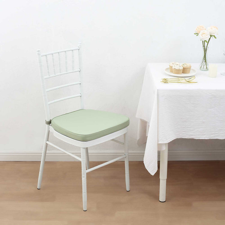 Sage Green Chiavari Chair Pad, Memory Foam Seat Cushion With Ties and Removable Cover
