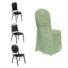 Sage Green Crinkle Crushed Taffeta Banquet Chair Cover, Reusable Wedding Chair Cover