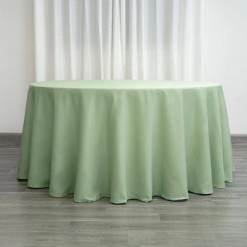 Elevate Your Event with the Sage Green Seamless Polyester Round Tablecloth 132