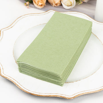 20 Pack Sage Green Soft Linen-Feel Airlaid Paper Party Napkins, Highly Absorbent Disposable Dinner Napkins