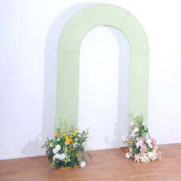 Elevate Your Event with the Sage Green Spandex Fitted Open Arch Backdrop Cover