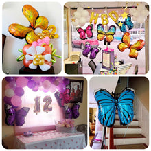 Set of 6 Assorted Butterfly Mylar Foil Balloons, Fairy Tale Theme Party Balloons - 21,23,28inch