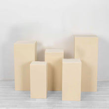 Set of 5 Beige Spandex Rectangular Plinth Display Box Stand Covers