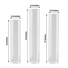 Set of 3 Clear Glass Pillar Hurricane Candle Shades, 3.5inch Wide Open End Candle Holder Shades