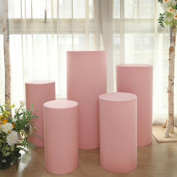 Dusty Rose Spandex Plinth Covers for Elegant Event Decor