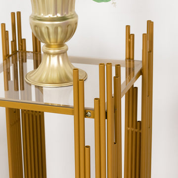 <strong>Versatile Gold Wedding Cake Table Pedestal Stands</strong>