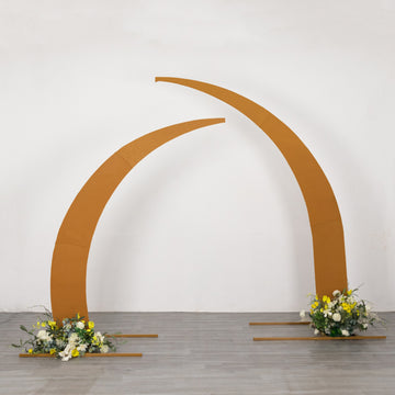 <strong>Transform Your Wedding with Opulent Gold Spandex Arch Covers</strong>