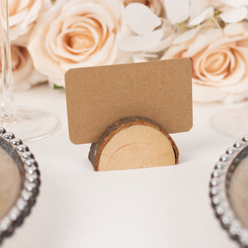 Rustic Brown Wood Place Card Holders for a Charming Touch