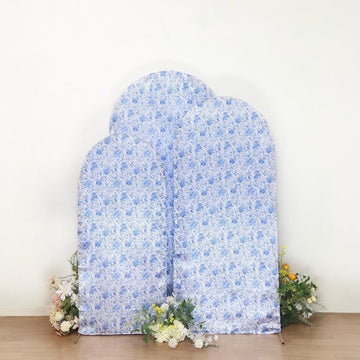 Elevate Your Wedding Decor with White Blue Satin Chiara Backdrop Stand Covers