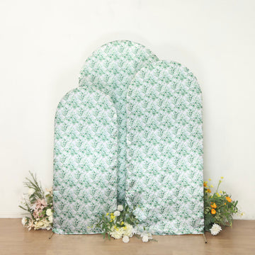 Elevate Your Event with the Captivating White Green Satin Chiara Backdrop Stand Covers