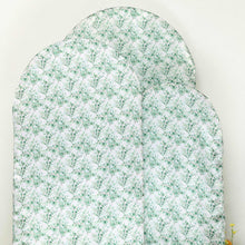 Set of 3 White Green Satin Chiara Backdrop Stand Covers With Eucalyptus Leaves Print, Fitted Covers