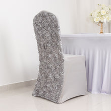 5 Pack Silver Spandex Stretch Banquet Chair Cover With Satin Rosette