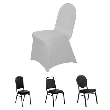 Silver Spandex Stretch Fitted Banquet Chair Cover 160 GSM